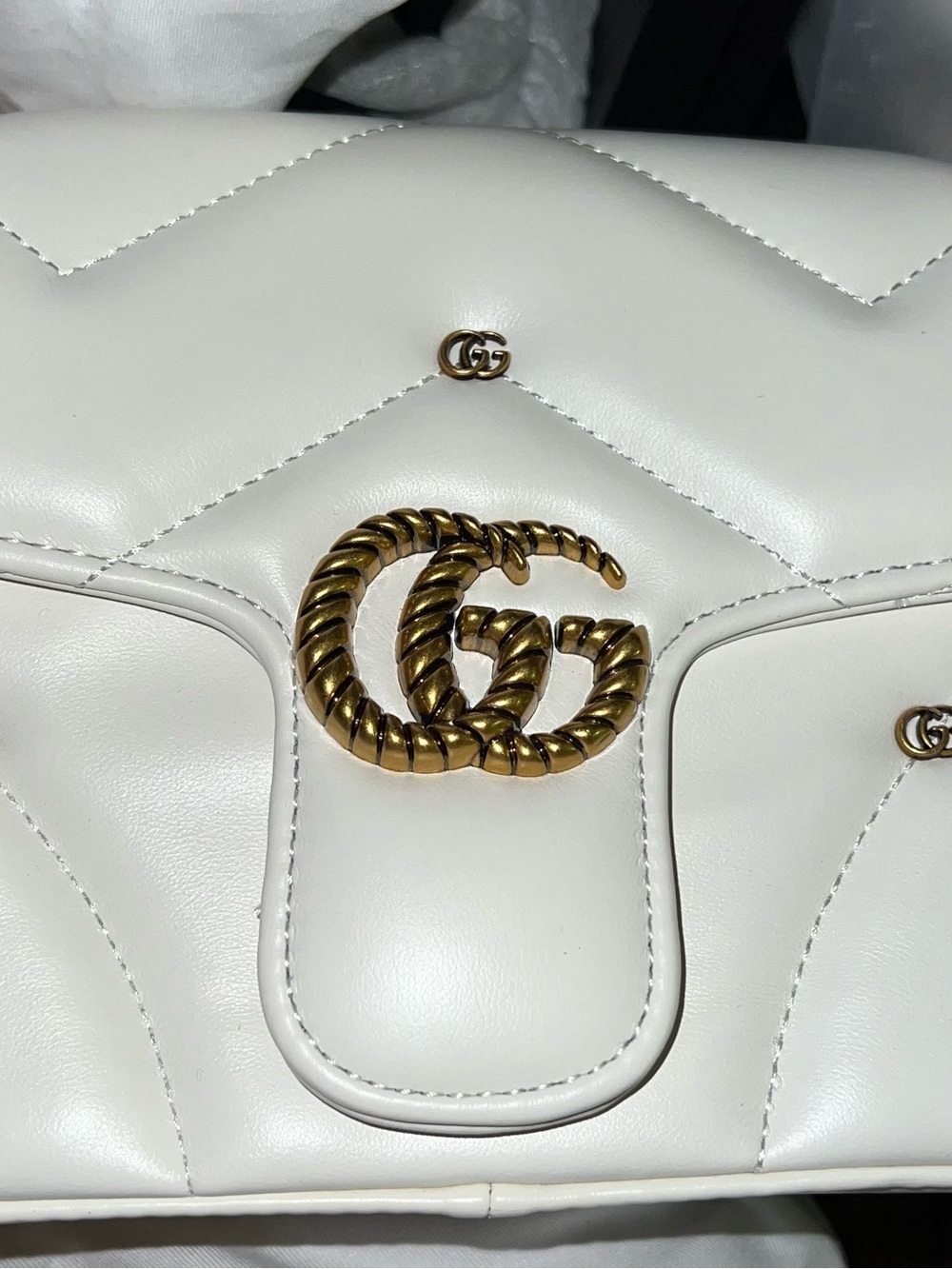 White Marmont Quilted Leather Shoulder Bag